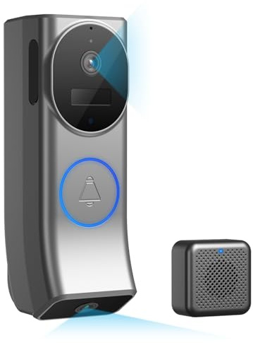 INNOSECU Wireless Battery Video Doorbell Dual Camera 1080P with Chime, 1080P HD, Wireless Battery-Powered & 2,4G Wi-Fi, IR Night Vision, Two Way Audio, AI Motion Detection, Local/Cloud Storage