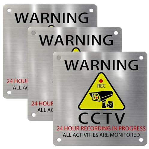 3ud Cartel Videovigilancia Cartel Zona Videovigilada Señal Zona Videovigilada Resistente Exterior Con Adhesivo y Agujeros Pretaladrados Señal Alarma Disuasorio 15x15cm