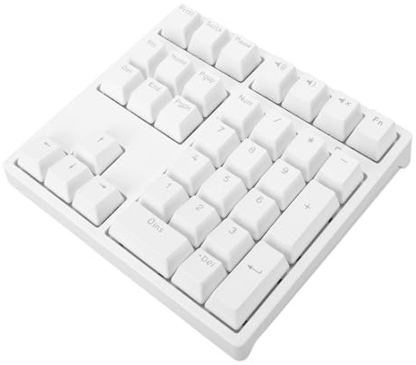 KKPLZZ Pavé Numérique Mécanique, Clavier Numérique Filaire USB C à 34 Touches avec Rétroéclairage RVB et Interrupteur Bleu, pour Ordinateur Portable et de Bureau (Blanche)