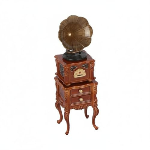 predolo Grammofono Miniatura Vintage Stile Europeo Grammofono in Miniatura Lavorazione Accurata Arredo Decorativo per Casa Delle Bambole, Studio, Soggiorno