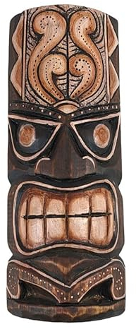 Coco Papaya Masque Tiki 30cm en Bois sculpté et Peint à la Main.