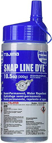 TAJIMA Marking Chalk - Dark Blue 10.5 oz (300g) Semi Permanent Snap-Line Dye with Durable Bottle & Easy-Fill Nozzle - PLC3-DB300