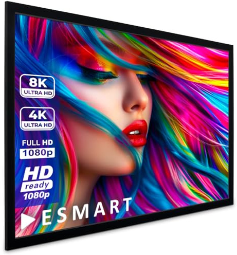 ESMART Professional MIRALE Rahmenleinwand Gesamtbr. 461 cm, Tuch: Grau | Bildfläche 443 × 249 cm, Format 16:9, graues Kontrasttuch für Räume mit Umgebungslicht, dauerhaft gespannt