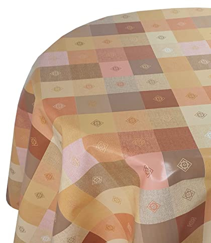 d-c-fix Wachstuch Tischdecke Wachstuchtischdecke Farbe und Größe wählbar Leinenoptik Kariert Orange 140 x 180 cm Oval abwaschbare Gartentischdecke