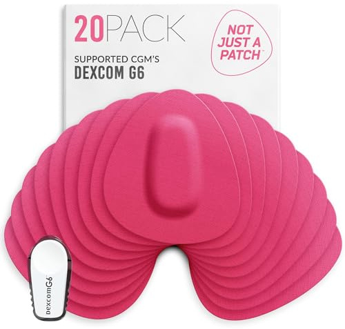 Not Just A Patch Dexcom G6 Adhesive Patches (20 Pack) - Dexcom G6 Stickers Adhesive Patches for Skin - Water Resistant Dexcom Overpatch G6 for Active Lifestyle 10-14 Days - Pink