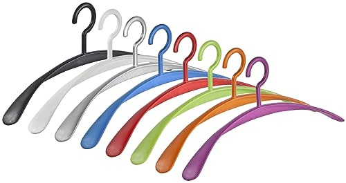Wing Kleiderbügel Garderobenbügel 8er Set in 8 Farben Schwarz, Weiß, Silber, Blau, Rot, Grün, Orange und Violett, 45 cm Breite, Körpergeformt, aus Polypropylen