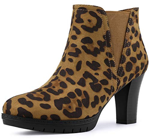 Allegra K Botines Chelsea Talón De Bloque Impreso Punta Redonda Con Plataforma Para Mujer Leopardo 39