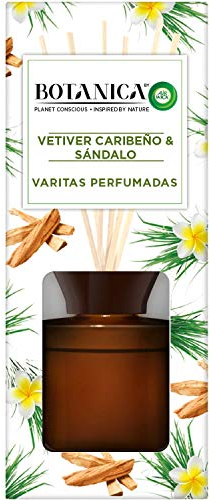 Botanica by Air Wick Varitas Perfumadas - Ambientador Mikados, Esencia Para Casa con Aroma a Vetiver Caribeño Y Sándalo - 100 ml