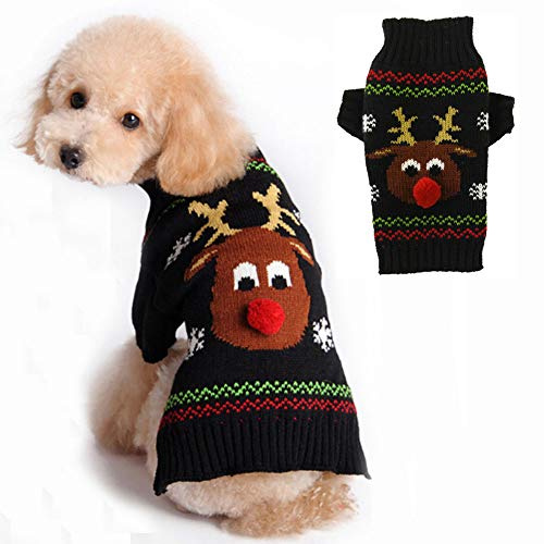 PETCARE Hundepullover Weihnachten Hund Rollkragenpullover Weihnachten Muster Strickwaren warme Haustier Pullover für Hundewelpen Party Puppy Geschenk für Hund
