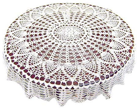 ganchillo hecho a mano – encaje a mano para la casa, patio, Deck, mesa té, cocina, comedor, decoración boda fie , color blanco, 80 cm