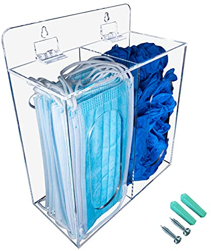 KOEMEHR - Contenitore per dispenser in acrilico con coperchio per scarpe usa e getta e retina, fori per montaggio a parete o supporto da tavolo (trasparente)