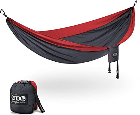 ENO SingleNest Hammock - Lightweight, 1 Person Portable Hammock - for Camping, Hiking, Backpacking, Travel, a Festival, or The Beach - Charcoal/Red