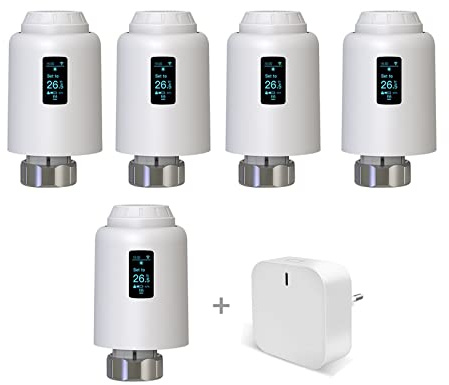Qiumi Zigbee Smart Thermostatic Radiator Valve, Unterstützt Fernbedienung durch Smart Life App, Sprachsteuerung durch Alexa und Googlehome (OLED Display)