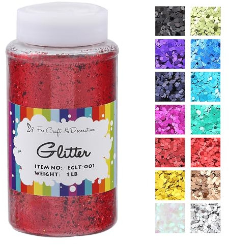 Craft and Party, Bastelglitzer zum Basteln und Dekorieren, 0,5 kg in Flaschen (grob, 1 mm, 1 mm, rot)