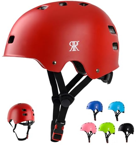 Youth Kids Bike Helmet, Skateboard Bicycle Helmet for Age 3-5-8-10-12-14 Teen Boys Girls Adjustable and Multi-Sport for Scooter Roller Skate (Red S)