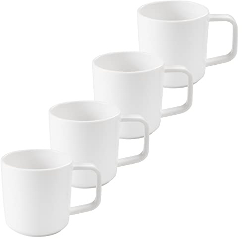 Tassenset aus ABS-Kunststoff non-slip 4 Tassen á 350 ml - weiß Campinggeschirr - Kaffeetassen - hitzebeständig bis 90°C