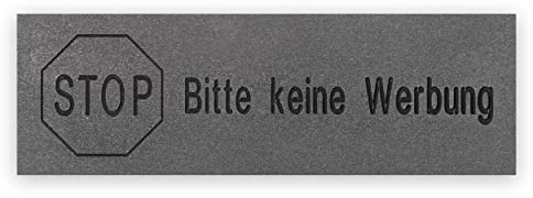 Briefkastenschild STOP Bitte keine Werbung graviert 7,5x2,5cm selbstklebend Silber