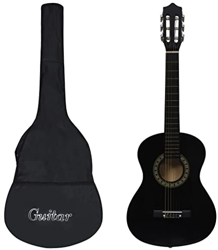 Konzertgitarre 1/2 Anfänger, 6 Nylon Strings Konzertgitarre Set mit Gitarrentasche, Klassisch Gitarre Kinder Einsteiger Set, 34 Zoll Klassikgitarre für Erwachsene Kinder Anfänger, Schwarz