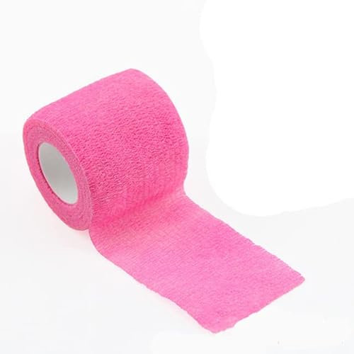 JOYDREAMDESIGN 1 Rotolo 4.8m Nastro Avvolgente Fasciatura Elastica Autoadesiva Colorata Sportiva Per Rilievi Di Supporto Del Ginocchio Dito Caviglia Palmo Spalla-Rosa brillante,2.5cm X 4.8m