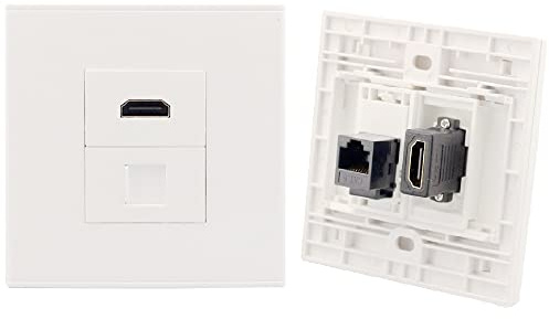 Plaque murale HDMI Ethernet,Prise CAT6 RJ45 Keystone Jack,Prise réseau Gigabit femelle à femelle pour panneau mural,Boîte de face pour port de câble LAN,86x86mm