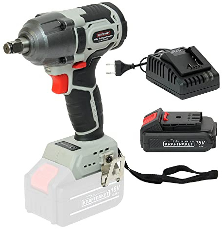 Dino KRAFTPAKET 18V-400Nm Bürstenloser Akku Schlagschrauber 1/2 Zoll Vierkant-Aufnahme mit 3-stufigem Drehkraft-Begrenzer im Set mit 2Ah Akku und Ladegerät und LED-Leuchte, Motor bürstenlos Brushless