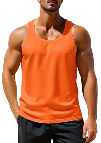 Zengjo Mens Running Singlet Quick Dry(Orange,L)