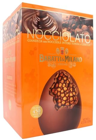 Pasqua Baratti & Milano Uovo di Pasqua al delizioso cioccolato gianduja e nocciole intere, in formato Magnum da 1,2 kg. con nocciole intere tonde e gentili (Magnum)