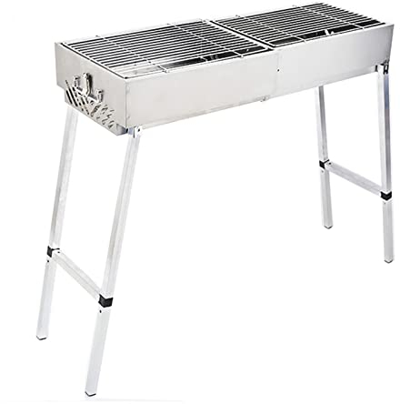 DXDRT Tragbarer Holzkohlegrill, Faltbarer Edelstahl Grill BBQ Holzkohlegrills, Holzkohle-Kugelgrill für Outdoor BBQ, Picknick, Garten, Camping und Party, 60x30x66.5cm