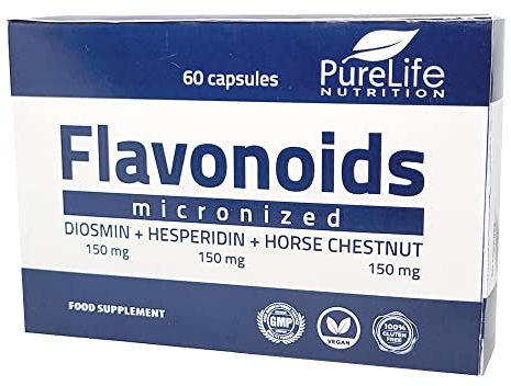 Flavonoide MPFF, mikronisiertes Diosmin 150 mg, Hesperidin 150 mg, Rosskastanie 150 mg – GMP, CoA- und ISO-Qualitätszertifikat – Unterstützt die Durchblutung und Lymphdrainage der Beine.
