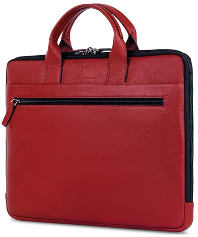 VON HEESEN Leder Aktentasche Laptoptasche bis 16 Zoll aus hochwertigem Nappa-Leder