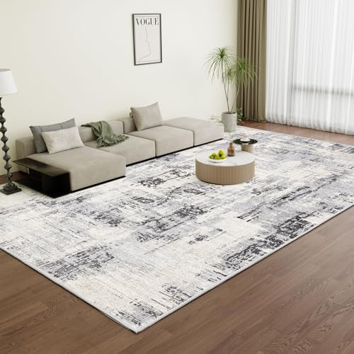 Vamcheer Teppich Wohnzimmer Kurzflor Moderner - Schlafzimmer Teppich Flauschiger,Waschbar Teppich,Teppiche Groß für Arbeitszimmer, Büro,Super Weich, Anti-Rutsch,200x300 cm Grau