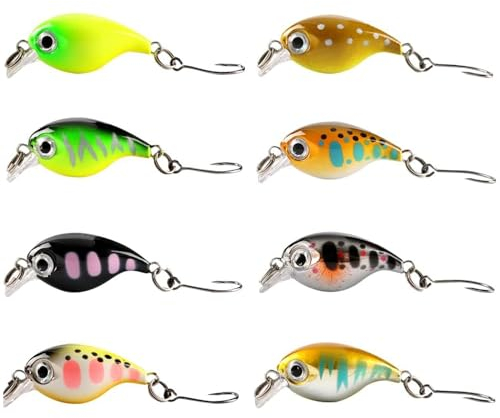 8 Stück Forellenköder, Wobbler Angelköder,Künstlicher Kunstköder Mit Haken, Kunstköder Set, Forellen Wobbler Set, Für Salzwasser Süßwasser Forelle Barsch Lachs Angeln Meeresangeln Und Angeln Im See