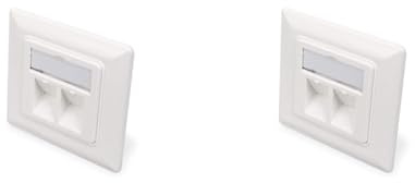 DIGITUS Anschlussdose Für Keystone-Modul - 2 Port - Auslass 45° Gewinkelt - Mit Staubschutz-Kappe - Weiß (Packung mit 2)
