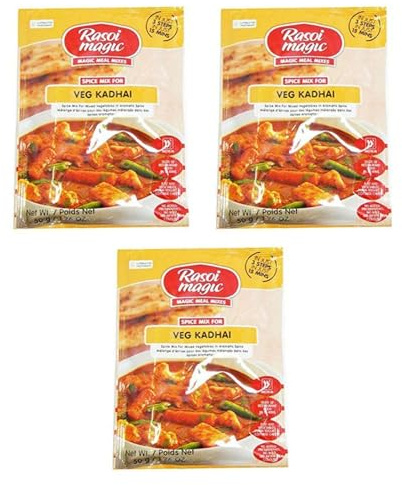 Rasoi Magic Seasoning Spices Masala Powder (45 Gram) - Curry Mix Masala Recipe Casserole Herbs - Aromatic & Enhances Flavor of Meal (Veg Kadhai, Pack of 3)