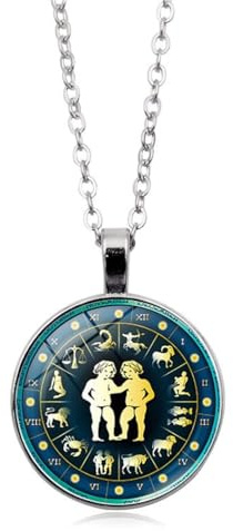 TDNEKMCA Colliers Lumineux Avec Signe Astrologique Du Zodiaque Pour Femmes/Hommes, Colliers Avec Pendentif De Bijoux Du Zodiaque Avec Chaîne Réglable, Cadeaux D'Anniversaire, Collier Constellation