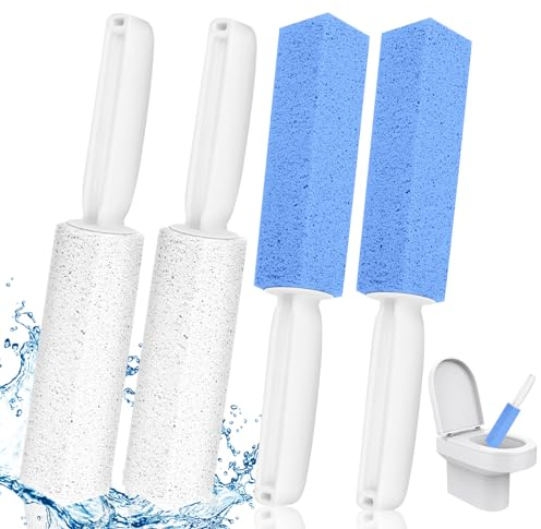 4 Stück Bimsstein mit Griff für WC- und Toiletteneinrichtung - Reinigungsstein, Putzstein zur Fleckenentfernung