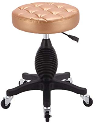 LXGJSQY Hocker auf Rädern, runder Rollhocker, robuster Salon-Massage-Drehstuhl, Verstellbarer Rollhocker (Farbe: Gold) Ehe