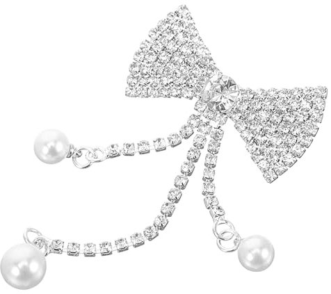 LALADEFIEE Schleifenbrosche Mit Perlenquaste Und Strass Damen Brosche Nadel Modeschmuck Kostüm Dekoratives Accessoire Für Kleider Schuhe Taschen