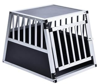 Home Deluxe - Hundetransportbox Alu SKITO - M - 69 x 54 x 50 cm - Farbe: Silber/Schwarz - Material: MDF Platten, Aluminium I Hundetransportbox Transportlösung Alu-MDF-Material Tierfreundlich