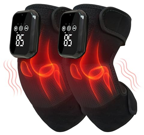 Polegas Knee Massager, 2 Pack Cordless Heating Massager Wrap with Vibration | Rechargeable Heated Knee Pads with 3 Adjustable Intensity and Temperature, Relieves Arthritis, Joint Stiff, Muscle Strain