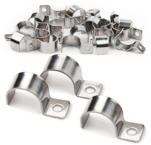 XoeLLe 20 Stück Befestigungsschelle Metall RohrschellenØ 20-21 mm | Hochleistungs Kabelschellen, Rohrschellen Rohrbefestigung Einzelloch U-Rohrschellen, Rohrschellen Edelstahl für Kabel