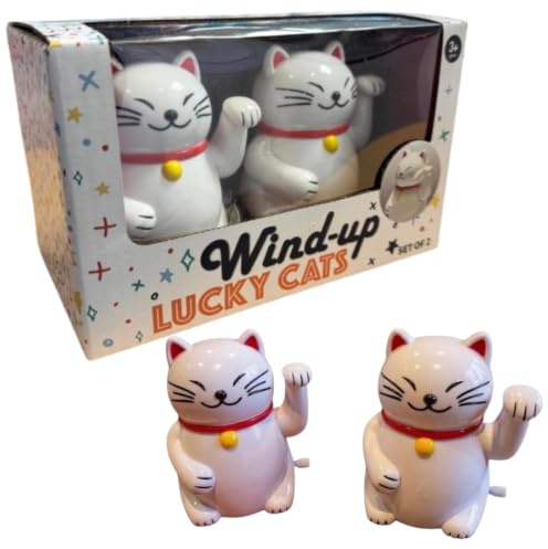Diabolical DP1366 Racing Lucky Cats – Chat chinois agitant, cadeaux japonais pour femmes, Maneki Neko, cadeaux Feng Shui, chat chinois porte-bonheur