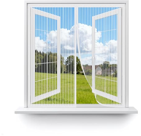 MAGICDOOR Zanzariera Magnetica per Porte 120x100cm-Bianco in Poliestere | Tenda Zanzariera Porta, Robusta Traspirante Zanzariere per Finestre Chiusura Automatica per Terrazzo Camera Letto