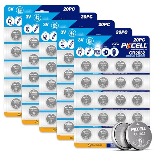 PKCELL Pilas de botón CR2032 de litio de 3,0 V, 210 mAh, para llaves de coche, mando a distancia pequeño, báscula, 100 unidades
