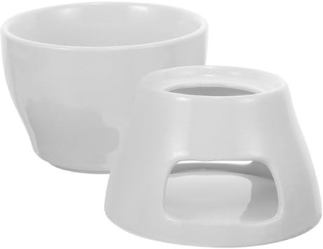 OKUMEYR Olla de Cerámica para Derretir Chocolate Máquina para Hacer Fondue de Helado Cuenco para Calentar Mantequilla Y Queso Elegante Juego de Fondue de Porcelana para Gourmets