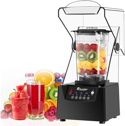 Batidora eléctrica de pie,licuadora comercial de 2200 W, licuadora for batidos con 2 vasos de 2l,5 preajustes,trituradora de hielo silenciosa de 17000 rpm, máquina de cocina silenciosa de pared rota