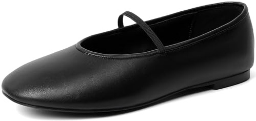 GOUPSKY Ballet Mary Jane Flats Shoes with Strap Closed Round Toe Slip on Ballerina Flats for Women Dress