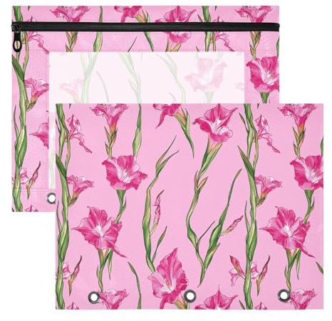 Hot Pink Safari Gladiolus Flowers Pencil Bag Pouches Clear Storage Bag for A4 Paper Letter 2 Pack Teacher School Supplies