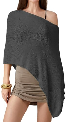 SYHVGI Women Sheer Shrug Shawl Poncho Summer Knit Sweater Tops Mesh Solid Summer Beach Lightweight Tops (Black, One Size)