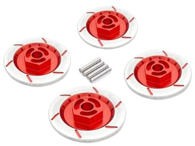 RC Car Upgrade Parts For Tamiya For Tt-01 For Tt02 For HPI For HSP 94123 1/10 RC On Road Racing Car 4PCS Aluminum Alloy Brake Disc Wheel Rim Box Hex Adapter 12mm(Red)